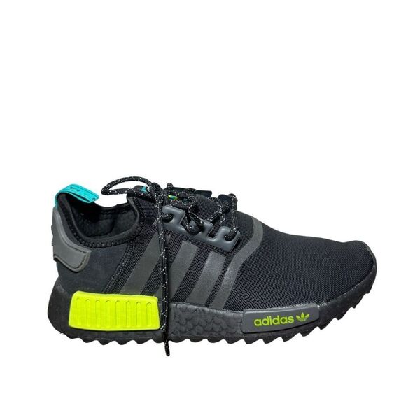 Adidas NMD R1 Black Real Blue Semi Solar Yellow Trail Pack FV2466 Mens Size 7.5 - Picture 1 of 5